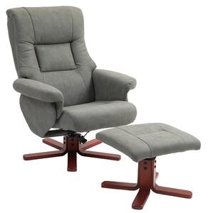 HOMCOM Faux Microfibre Leather Manual Recliner and Footstool Set - Grey Aosom UK