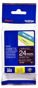 Laminated Tape for Labelling Machines Brother TZE355 White/Black 24 mm