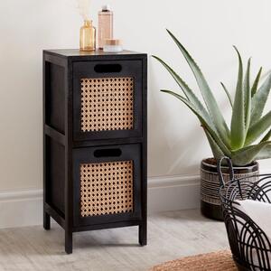 French Cane Black 2 Drawer Unit