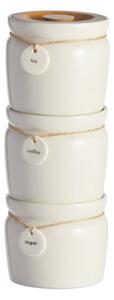 Set of 3 Cream Hang Tag Stacking Canisters