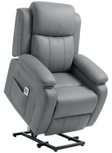 HOMCOM Electric Power Lift Recliner Chair Vibration Massage Reclining Chair with Remote Control and Side Pocket, Grey