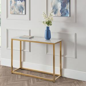 Scala Marble Effect Gold Console Table