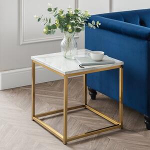 Scala Lamp Table, Gold and Marble Effect