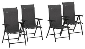 Outsunny Rattan Folding Chair Set, 4 Pcs, Adjustable Backrest, Outdoor Patio Furniture, Lawn Seating, Brown Aosom UK