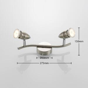ELC Kalean LED ceiling spotlight, nickel, 2-bulb
