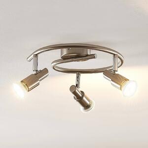 ELC Farida LED ceiling lamp, nickel, 3-bulb