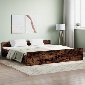 Bed Frame with Headboard with Footboard Smoked Oak 180x200 cm