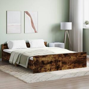 Bed Frame with Headboard and Footboard Smoked Oak 140x200 cm