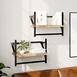 Wall Shelves with Bars 2 pcs Sonoma Oak 40x25x30 cm