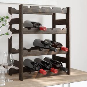 Wine Rack for 16 Bottles Black Solid Wood Pine