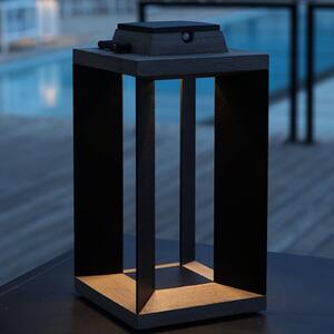 Teckinox LED solar lantern, teak/steel, 45.5 cm