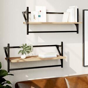 Wall Shelves with Bars 2 pcs Sonoma Oak 65x25x30 cm