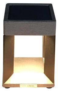 Teckalu LED solar table lamp, black/light wood
