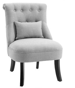 HOMCOM Fabric Single Sofa Dining Chair Tub Chair Upholstered W/ Pillow Solid Wood Leg Home Living Room Furniture, Cat Scratch Resistant, Grey Aosom UK