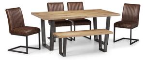 Brooklyn 6 Seater Rectangular Dining Table with 4 Chairs and Bench, Solid Oak
