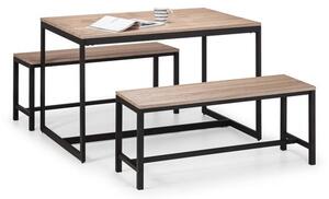Tribeca 4 Seater Rectangular Dining Table with 2 Benches, Black