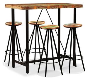 Bar Set 5 Pieces Solid Reclaimed Wood
