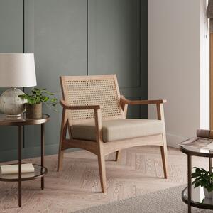 Giselle Rattan Back Wooden Arm Accent Chair