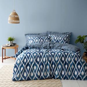 Ayla Ikat Blue 100% Cotton Duvet Cover and Pillowcase Set