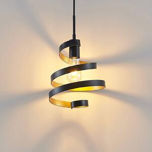 Lindby Colten hanging light, 1-bulb, black, gold