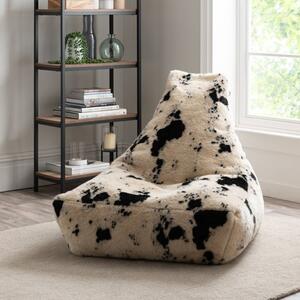 Faux Cow Hide Brown Beanbag Chair