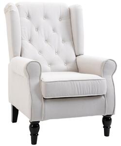 HOMCOM Wingback Accent Chair, Retro Button Tufted Upholstered Occasional Chair for Living Room, Bedroom, Cream White