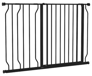 PawHut Wide Dog Safety Gate, with Door Pressure, for Doorways, Hallways, Staircases - Black
