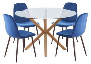 Ludlow Round Dining Table and 4 Perth Chairs - Navy