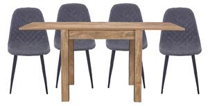 Kubu Extending Dining Table and 4 Perth Chairs - Grey