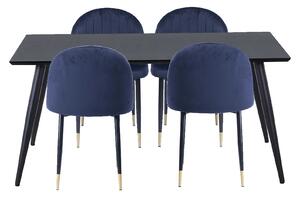 Illona Dining Table and 4 Chairs - Navy