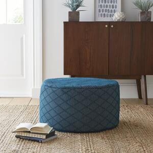 Tufted Diamond Pouffe Navy