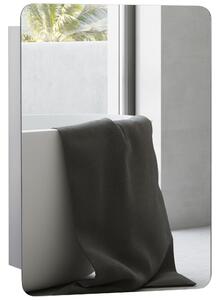 Kleankin On-Wall Mounted Bathroom Storage Cabinet w/Sliding Mirror Door 3 Shelves Stainless Steel Frame
