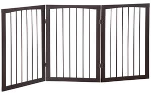 PawHut Folding 3 Panel Pet Gate Wooden Foldable Dog Fence Indoor Free Standing Safety Gate Portable Separation Pet Barrier Guard Aosom UK