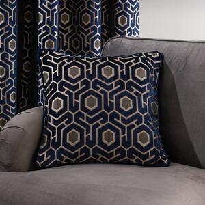 Geo Cut Navy Velvet Cushion