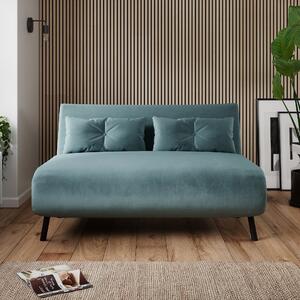 Phoebe Velvet Double Sofa Bed Pacific Blue