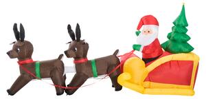 HOMCOM Inflatable Self-inflating Santa Sleigh Reindeer Christmas