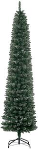 HOMCOM 7.5FT Artificial Christmas Tree Snow Dipped Xmas Pencil Tree Holiday Home Indoor Decoration with Foldable Black Stand, Green