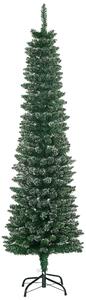 HOMCOM 5.5FT Artificial Snow Dipped Christmas Tree Xmas Pencil Tree Holiday Home Indoor Decoration with Foldable Black Stand, Green