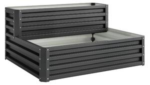 Outsunny 2 Tier Raised Garden Bed, Galvanised Planter Box with Open Bottom for Vegetables Flowers Herbs, 120x101x58cm, Dark Grey