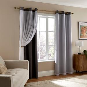 Chenille Striped Corduroy Thermal Eyelet Curtain Soft Clay