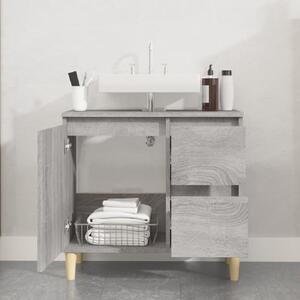 Prague Wooden Vanity Unit With Oak Legs In Grey Sonoma