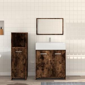 Pecos Wooden 3 Piece Bathroom Furniture With Mirror In Smoked Oak