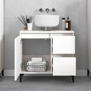 Prague Wooden Vanity Unit With Black Legs In White