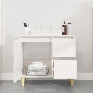 Prague Wooden Vanity Unit With Oak Legs In White