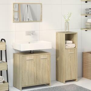 Pecos Wooden 3 Piece Bathroom Furniture With Mirror In Sonoma Oak