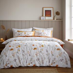 Autumn Meadow Brushed Cotton Duvet Cover and Pillowcase Set Orange