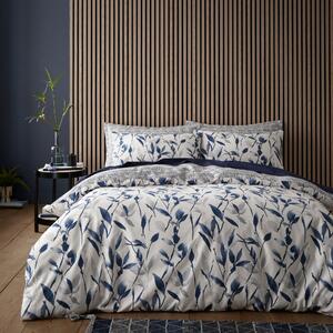 Zen Brushed Cotton Duvet Cover and Pillowcase Set Blue