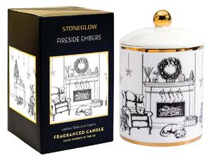 Stoneglow Keepsake Fireside Embers Ceramic Candle Black and white