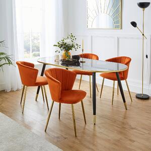 Kendall Dining Chair, Velvet Orange