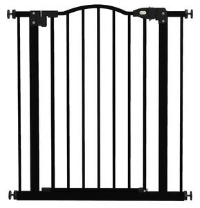 PawHut Metal 74-80cm Adjustable Pet Gate Safety Barrier w/ Auto-Close Door Black Aosom UK